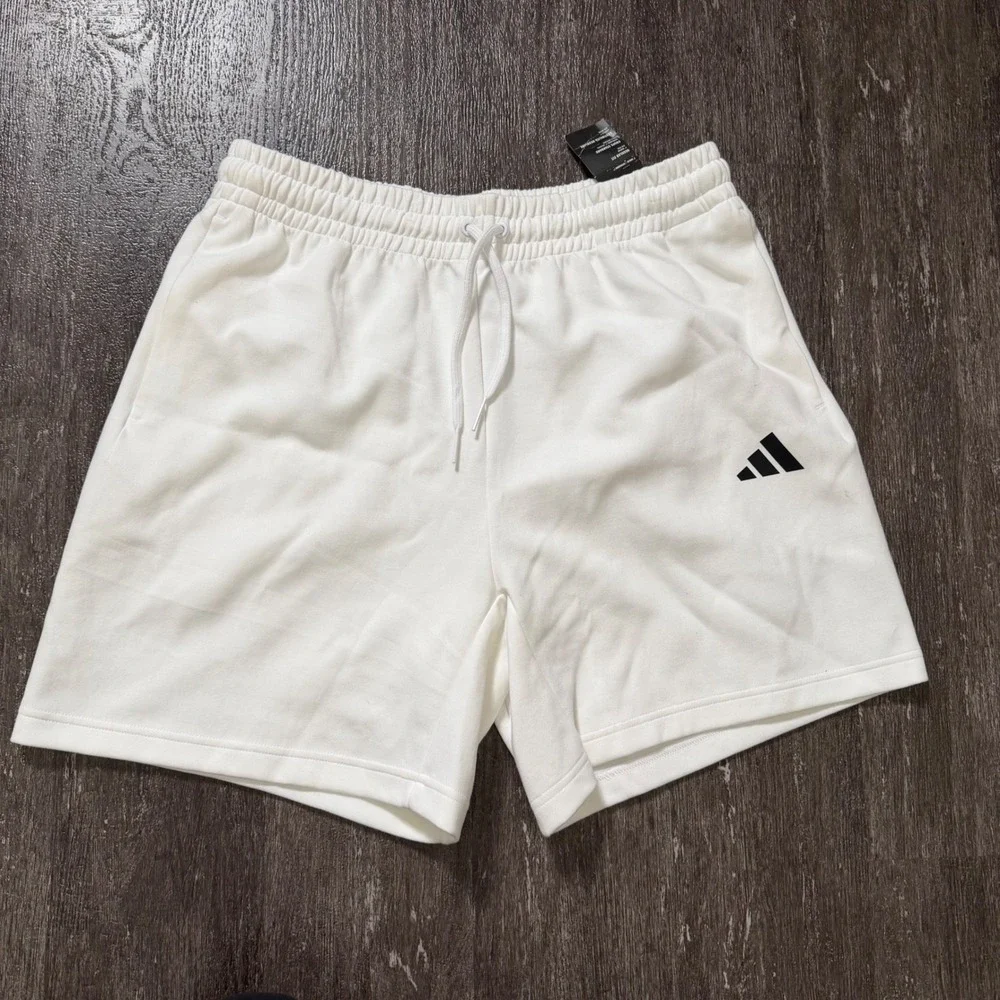 Adidas Shorts Mens Large White Future Icons Sport Fleece Drawstring NEW